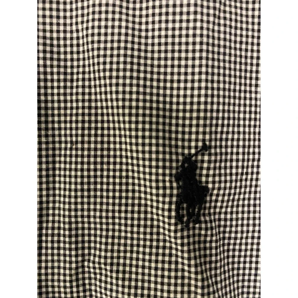Polo Ralph Lauren Mens Button Down Shirt Black White Long Sleeve L Office Preppy